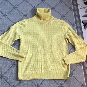 J. Crew Soft Yellow Ribbed Turtleneck Wool Blend Sweater